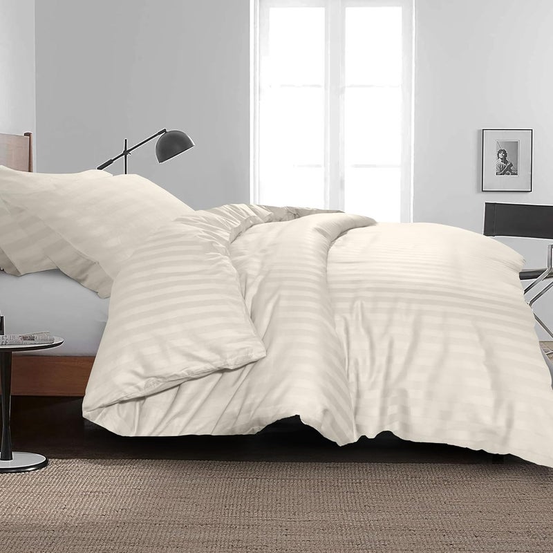 Siesta Zen مجموعة أغطية لحاف سييستا زين من القطن 100% بجودة فندقية فاخرة - كريمي/عاجي، كامل/مزدوج 210x210 سم - Image 4